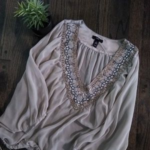 Leebe Beaded Sheer Dolman Tunic